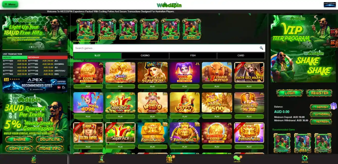 Current WeedSpin homepage and brand interface